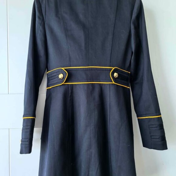 PRICH Wool Military Trench Coat – Navy with Gold Trim - Picture 6 of 10